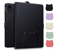 TEDTIKJT Coque Compatible avec OnePlus Pad 3/Oppo Pad 4 Pro 13.2" 2025 Etui de Protection PU Cuir Flip Support Housse Etui Motif de Tête de Chat Mignon Tablette Coque,Noir