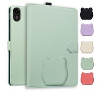TEDTIKJT Coque Compatible avec OnePlus Pad 3/Oppo Pad 4 Pro 13.2" 2025 Etui de Protection PU Cuir Flip Support Housse Etui Motif de Tête de Chat Mignon Tablette Coque,Vert