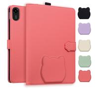 TEDTIKJT Coque Compatible avec OnePlus Pad 3/Oppo Pad 4 Pro 13.2" 2025 Etui de Protection PU Cuir Flip Support Housse Etui Motif de Tête de Chat Mignon Tablette Coque,Rouge