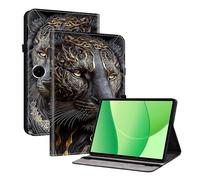 TEDTIKJT Coque Compatible avec Oppo Pad SE 11" 2025 étuis Housse PU Cuir Flip Cover Fente pour Carte Pen Fente Support Protection Motif Peint étui Tablette Housse,Lion d'or Noir