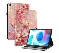 TEDTIKJT Coque Compatible avec Realme Pad 10.4" 2021 étuis Tablette Housse PU Cuir Flip Cover Fente pour Carte Pen Fente Support Protection Motif Peint Tablette étui Housse,Papillon Lanterne