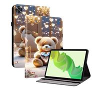 TEDTIKJT Coque Compatible avec Realme Pad 2 11.5" 2023 étuis Housse PU Cuir Flip Cover Fente pour Carte Pen Fente Support Protection Motif Peint Tablette étui Housse,Ours Diamant