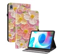 TEDTIKJT Coque Compatible avec Realme Pad Mini 8.7" 2022 étuis Tablette Housse PU Cuir Flip Cover Fente pour Carte Pen Fente Support Protection Motif Peint Tablette étui Housse,Fleurs Roses