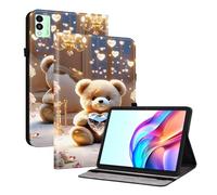 TEDTIKJT Coque Compatible avec Tecno Megapad 11 11" 2024 étuis Housse Cuir Flip Cover Fente pour Carte Pen Fente Support Protection Motif Peint Tecno Megapad 11 Tablette Housse,Ours Diamant