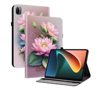 TEDTIKJT Coque Compatible avec Xiaomi Pad 5/ Pad 5 Pro 11 Pouces 2021 Etui Tablette Housse Cuir Flip Cover avec Support Protection à Clapet pour Xiaomi Pad 5 Coque,La Fleur de Lotus