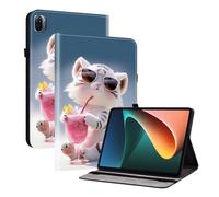 TEDTIKJT Coque Compatible avec Xiaomi Pad 5/ Pad 5 Pro 11 Pouces 2021 Etui Tablette Housse Cuir Flip Cover avec Support Protection à Clapet pour Xiaomi Pad 5 Coque,Dessin Animé Petit Tigre