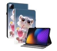 TEDTIKJT Coque Compatible avec Xiaomi Pad 7/7 Pro 11.2 Pouces 2024 Etui Tablette Housse Cuir Flip Cover avec Support Protection à Clapet pour Xiaomi Pad 7 Motif Peint Coque,Dessin Animé Petit Tigre