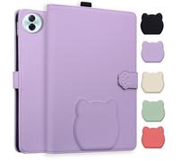 TEDTIKJT Coque Housse Compatible avec Honor MagicPad 2 12.3 2024 Etui de Protection PU Cuir Flip Support Housse Etui Motif de Tête de Chat Mignon Tablette Coque,Violet