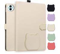 TEDTIKJT Coque Housse Compatible avec Honor MagicPad 2 12.3 2024 Etui de Protection PU Cuir Flip Support Housse Etui Motif de Tête de Chat Mignon Tablette Coque,Couleur Abricot