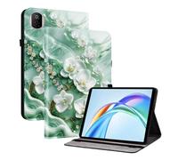 TEDTIKJT Coque pour Honor Pad X7 8.7" 2025 étuis Housse PU Cuir Flip Support Protection Motif Peint Tablette étuis pour Housse Honor Pad X7 Coque,Fleurs de Jade