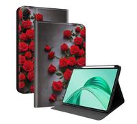 TEDTIKJT Coque pour Honor Pad X8a 11 Pouces 2024 avec Fente de Stylo étuis Tablette Housse PU Cuir Flip Support Protection Motif Peint Tablette Coque pour Honor Pad X8a étuis,Rose Rouge