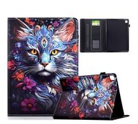 TEDTIKJT Coque pour iPad 10.2 8th Gen/7th Gen 2020/2019/ iPad Air 2019 10.5" étuis Housse PU Cuir Motif Peint Flip Support Protection Tablette Coque avec Réveil/Sommeil Auto,Le Chat Coloré