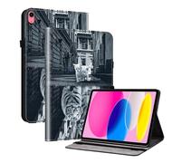 TEDTIKJT Coque pour iPad 10th Gen 2022 10.9"/iPad 11th Gen 11" 2025 étuis Tablette Housse PU Cuir Flip Support Protection Motif Peint Etui pour iPad 11th Gen Coque,Le Chat Tigre Reflets