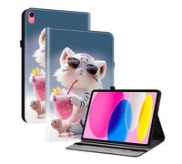 TEDTIKJT Coque pour iPad 10th Gen 2022 10.9"/iPad 11th Gen 11" 2025 étuis Tablette Housse PU Cuir Flip Support Protection Motif Peint Etui pour iPad 11th Gen Coque,Dessin Animé Petit Tigre