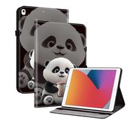 TEDTIKJT Coque pour iPad 8th 10.2" 2020 Tablette Housse/pour iPad 7th 10.2" 2019 étuis Housse PU Cuir Flip Support Protection Motif Peint Etui pour ipadAir 2019 10.5 Coque,Lait Thé Ours