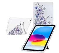 TEDTIKJT Coque pour iPad 9,7" 6ème/5ème Génération 2018/2017 /iPad Air 2 Étui avec Porte-Stylo Acrylique Multiples Angles de Vue Support Étui Housse de Protection Y-Origami Coque,Fleurs Violettes