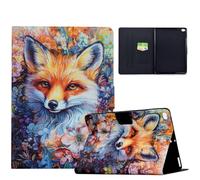 TEDTIKJT Coque pour iPad 9.7" 6th Gen/5th Gen 2018/2017 /iPad Air/iPad Air 2 Etui Tablette Housse PU Cuir Flip Support Protection Etui Coque avec Réveil/Sommeil Auto,Bleu-Le Renard des Fleurs