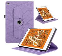 TEDTIKJT Coque pour iPad Mini 7.9" 2019 iPad Mini 5/4/3/2/1 Flip PU Cuir 360Rotatif Multi-Angle Stand Housse avec Réveil/Sommeil Automatique Vie Arbre Rotating Tablette Protection Cover,Violette