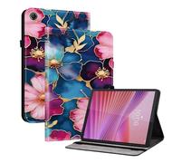 TEDTIKJT Coque pour Lenovo Tab K9 8.7" 2025 étuis Tablette Housse PU Cuir Flip Support Protection Motif Peint Tablette étuis pour Lenovo Tab K9 Coque Cover,Fleurs Bleues et Dorées