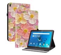TEDTIKJT Coque pour Lenovo Tab M10 étuis/pour Lenovo M10 HD 1st Gen 10.1 2019 Coque TB-X605F X605L X505F X505L Housse PU Cuir Flip Support Protection Motif Peint Tablette étuis,Fleurs Roses