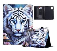 TEDTIKJT Coque pour Lenovo Tab M11 11" 2024 Etui Tablette Housse PU Cuir Flip Support Portefeuille Protection Tablette pour Lenovo Tab M11 Cover,Le Tigre Blanc