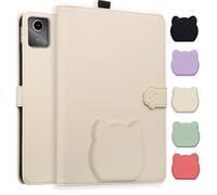 TEDTIKJT Coque pour Lenovo Tab M11 2024 TB-330FU Housse/Lenovo Xiaoxin Pad 2025 K11 Gen 2 TB-336 Etui de Protection PU Cuir Flip Support Etui Motif de Tête de Chat Mignon Coque,Couleur Abricot