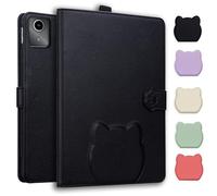 TEDTIKJT Coque pour Lenovo Tab M11 2024 TB-330FU Housse/Lenovo Xiaoxin Pad 2025 K11 Gen 2 TB-336 Etui de Protection PU Cuir Flip Support Etui Motif de Tête de Chat Mignon Tablette Coque,Noir