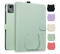 TEDTIKJT Coque pour Lenovo Tab M11 2024 TB-330FU Housse/Lenovo Xiaoxin Pad 2025 K11 Gen 2 TB-336 Etui de Protection PU Cuir Flip Support Etui Motif de Tête de Chat Mignon Tablette Coque,Vert