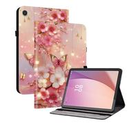 TEDTIKJT Coque pour Lenovo Tab M8 4th Generation 8" 2023 étuis Tablette Housse PU Cuir Flip Support Protection Motif Peint Tablette étuis pour Lenovo Tab M8 4th Gen Coque Cover,Papillon Lanterne