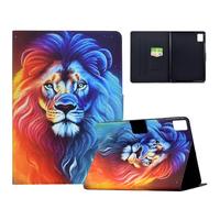 TEDTIKJT Coque pour Lenovo Xiaoxin Pad 12.1" 2025 étuis Tablette Housse PU Cuir Animal Imprimé Flip Support Protection Coque Xiaoxin Pad 12.1 étuis avec Réveil/Sommeil Auto,Bleu-Lion