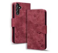 TEDTIKJT Coque pour Samsung Galaxy A14 5G Etui Protection Housse Premium en Cuir PU Flip Cover Galaxy A14 Magnétique Portefeuille Cover pour Samsung Galaxy A14 5G, Rouge Chat