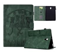 TEDTIKJT Coque pour Samsung Galaxy Tab A 10.5 2018 Coque SM-T590/T595 Housse Etui PU Cuir Flip Cover Modèle de Chat avec Fonction de Support Protection Tablette Coque,Vert