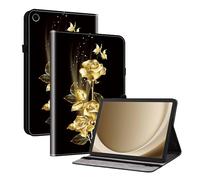 TEDTIKJT Coque pour Samsung Galaxy Tab A11 Plus/A9 Plus 11" 2023 SM-X210 X215 X216B étuis Housse PU Cuir Flip Support Protection Motif Peint Etui pour Galaxy Tab A9+ Coque,Rose Papillon Doré