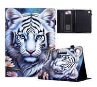 TEDTIKJT Coque pour Samsung Galaxy Tab A11 Plus/A9 Plus 11" Etui X210/X215/X216B/X230/X236 Housse PU Cuir Flip Support Portefeuille Protection Tablette Galaxy Tab A11+/A9+ Coque,Le Tigre Blanc