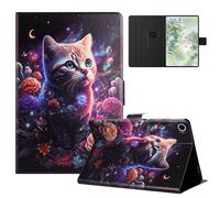 TEDTIKJT Coque pour Samsung Galaxy Tab A9 Plus 11" Etui Tablette Housse SM-X210/X215/X216B PU Cuir Flip Support Protection Motif Peint Housse pour Samsung Galaxy Tab A9 Plus Etui,Fleurs Chat
