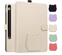 TEDTIKJT Coque pour Samsung Galaxy Tab S10 FE+ 13.1" 2025 SM-X620 X626B Housse Etui de Protection PU Cuir Flip Support Etui Motif de Tête de Chat Mignon Tablette Coque,Couleur Abricot