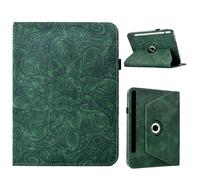 TEDTIKJT Coque pour Samsung Galaxy Tab S10 FE Coque Galaxy Tab S9 FE/S9 11" Flip Protection Housse étuis Cuir Souple 360°Rotatif Multi-Angle Stand Fleurs Exquis de Tantra Motif Tablette étuis,Vert