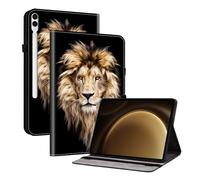 TEDTIKJT Coque pour Samsung Galaxy Tab S10 FE+/ S10 FE Plus 13.1" 2025 SM-X620 X626 Etui Tablette Housse PU Cuir Flip Support Protection pour Samsung Galaxy Tab S10 FE+ Coque,Tête de Lion