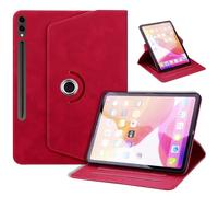 TEDTIKJT Coque pour Samsung Galaxy Tab S10 Plus/S9+/S8+/S7+ 12.4" Housse SM-X820 X810 X800 T970 Protection Cuir 360°Rotatif Multi-Angle Stand Flip Étui avec Réveil/Sommeil Auto,Business Rouge
