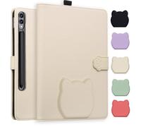 TEDTIKJT Coque pour Samsung Galaxy Tab S11 Ultra/S10 Ultra 14.6" SM-X930 X936B X920 X926B Housse Etui de Protection PU Cuir Flip Support Motif de Tête de Chat Mignon Tablette Coque,Couleur Abricot