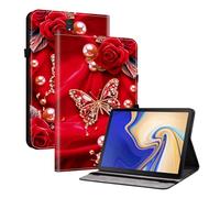 TEDTIKJT Coque pour Samsung Galaxy Tab S4 10.5" 2018 étuis Housse T830 T835 PU Cuir Flip Support Protection Motif Peint Tablette étuis pour Samsung Galaxy Tab S4 10.5" Coque,Rose Papillon Perle