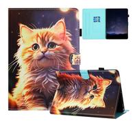 TEDTIKJT Coque pour Tablette Lenovo Tab M10 3rd Gen 10.1 2022(TB-328FU/TB-328XU) Housse PU Cuir Flip Support Fonction Cover Portefeuille Protection Magnétique Etui,Chat Doré