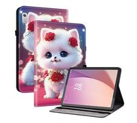 TEDTIKJT Coque pour Tablette Lenovo Tab M9 9" 2022 TB310FU étuis Housse PU Cuir Flip Support Protection Motif Peint Tablette étuis pour Lenovo Tab M9 Coque Cover,Rose Chat