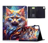 TEDTIKJT Coque pour Tablette Lenovo Tab M9 9" 2022 TB310FU étuis Housse PU Cuir Motif Peint Flip Support Protection étuis pour Lenovo Tab M9 Coque,Chat éblouissant