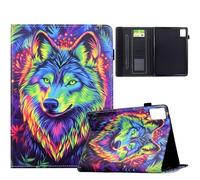 TEDTIKJT Coque pour Tablette Lenovo Tab M9 9" 2022 TB310FU étuis Housse PU Cuir Motif Peint Flip Support Protection étuis pour Lenovo Tab M9 Coque,Le Loup Couleur