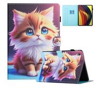 TEDTIKJT Coque pour Tablette Lenovo Tab P11 11 Pouces 2021 TB-J606F Etui Housse PU Cuir Flip Support Portefeuille Protection Cover Case Lenovo Tab P11 11" avec Réveil/Sommeil Automatique, Chat Jaune