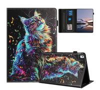 TEDTIKJT Coque pour Tablette Samsung Galaxy Tab A7 10.4" 2022/2020 SM-T500 T505 T509 Coque Housse PU Cuir Flip Support Protection Peint Motif étuis Coque,Le Chat Musical