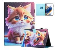 TEDTIKJT Coque pour Tablette Samsung Galaxy Tab S10 FE+ 13.1" 2025 SM-X620 X626 X626B Etui Housse PU Cuir Flip Support Protection Cover Case pour Galaxy Tab S10 FE Plus Coque, Chat Jaune