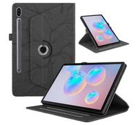 TEDTIKJT Coque Tablette Samsung Galaxy Tab S6 10.5 2019 Coque Noir | SM-T860/T865 étuis PU Cuir 360°Rotatif Multi-Angle Stand Flip Protection Housse pour Samsung Galaxy Tab S6 Arbre de Vie Cover