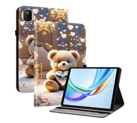 TEDTIKJT étuis pour Honor Pad X7 8.7" 2025 Coque Tablette Housse PU Cuir Flip Support Protection Motif Peint Tablette étui Housse pour Honor Pad X7 Coque,Ours Diamant